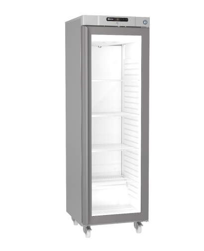Hoshizaki Compact FG420 R-C DR G U Glass Single Door Stainless Steel Upright Display Freezer, 343 Litres